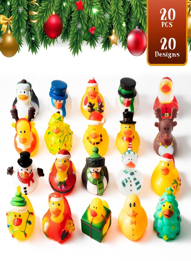 Haooryx Christmas Rubber Duckies Toy - 20Pcs Novelty Santa Elk Snowman Christmas Duck Decoration for Kid Xmas Winter Party Favors Goodie Bag Stucking Fillers Classroom Prizes Duck Birthday Gift Supply - Image 2